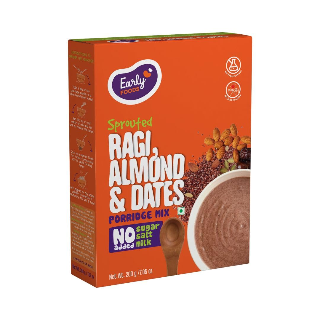 Early Foods Sprouted Ragi Almond Date Porridge Mix - Indyancart
