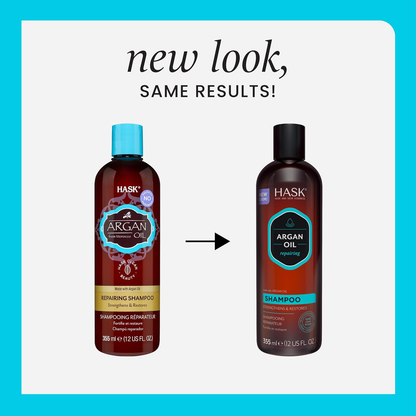 HASK Repairing Argan Oil conditioner bottle for damaged hair, featuring argan oil for nourishing and smoothing.