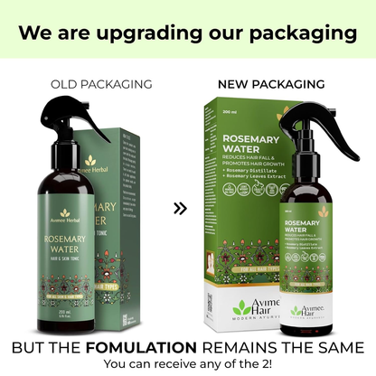 Avimee Herbal rosemary water hair spray for hair growth, scalp health, and hair fall control, in a clear spray bottle.