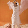 Dhiyona IE Paisley Embroidered Panelled Liva Straight Kurta With Trousers & Dupatta