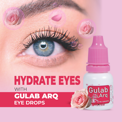 Satya Pharmaceuticals Ayurveda Gulab-Arq eye drops in a small glass bottle with a dropper for natural eye wellness.
