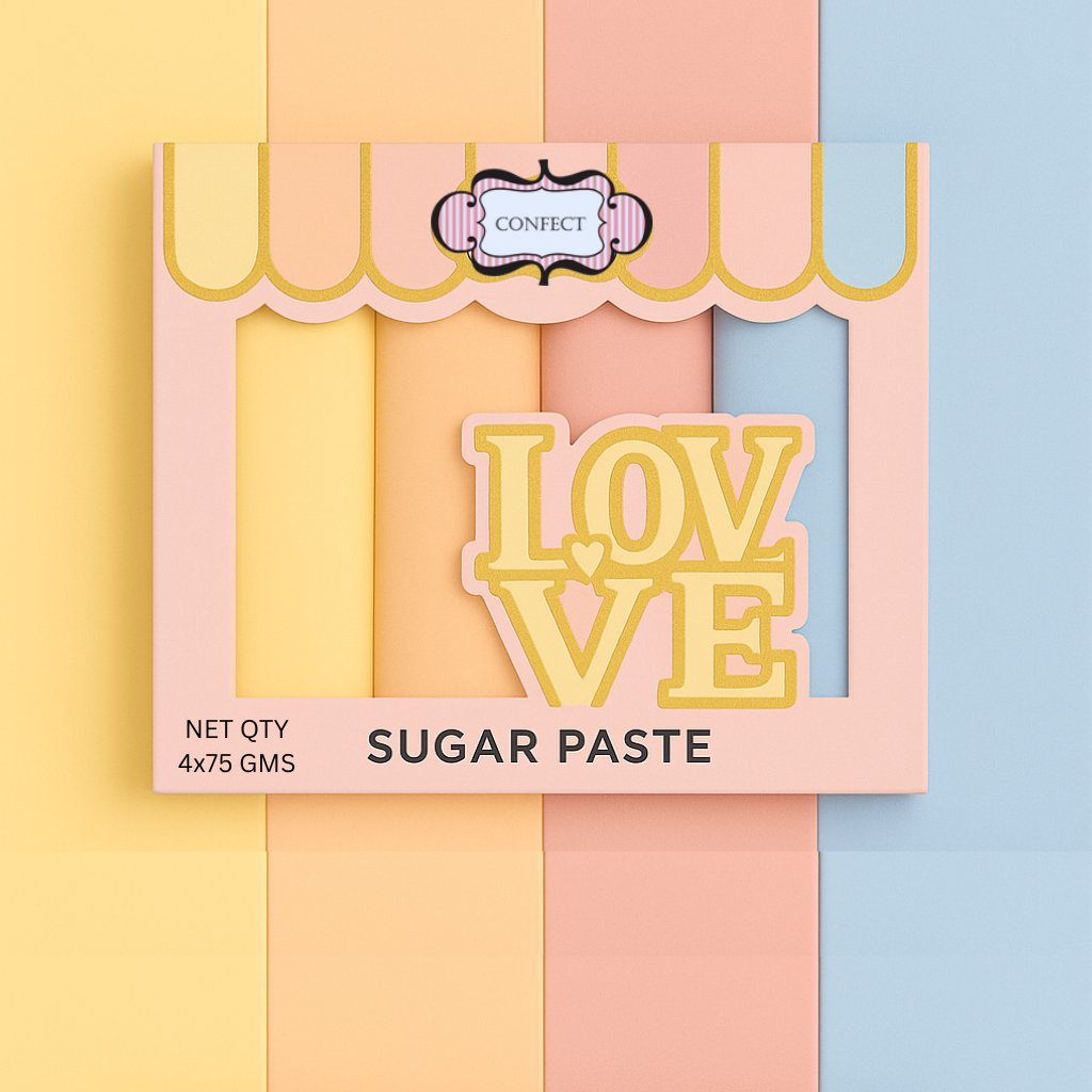 Confect Multipack of Lemon Yellow, Peach, Old rose and Baby Blue Sugarpaste 02
