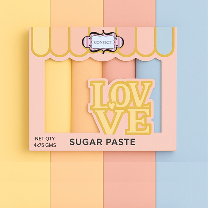 Confect Multipack of Lemon Yellow, Peach, Old rose and Baby Blue Sugarpaste 02