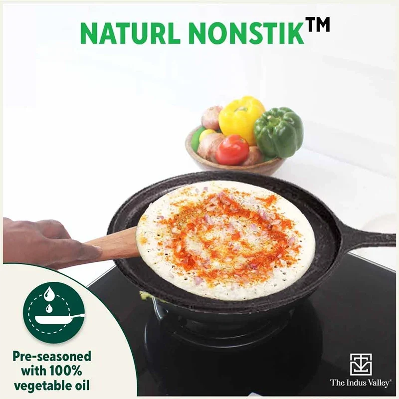The Indus Valley CASTrong Cast Iron Cookware Set: Tawa+ Kadai (Wok model), Kitchen Set for Home, Pre-seasoned, 100% Pure, Toxin-free, Tadka Pan
