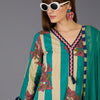 Indyancart IE Women Floral Printed Regular Thread Work Pure Cotton Kurta with Trousers & With Dupatta