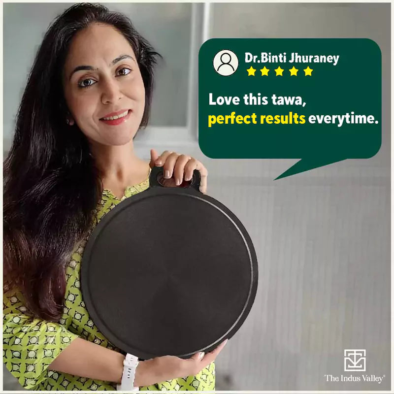 The Indus Valley Super Smooth Cast Iron Tawa,Pre-seasoned, Nonstick, 100% Pure, Toxin-free, Induction, 28/30.5cm, 2.8/2.9kg