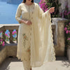 Dhiyona IE Floral Embroidered Thread Work Pure Cotton Kurta With Trousers & Dupatta