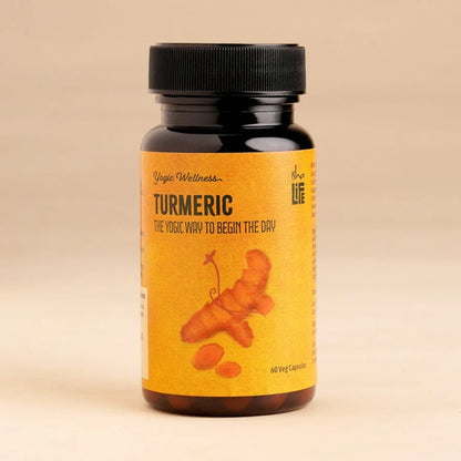 Isha Life Neem and Turmeric Capsules in a bottle, Ayurvedic supplement with orange and green capsules for immune support