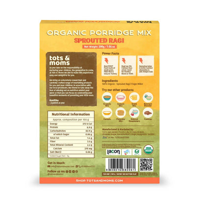 Tots and Moms Organic Sprouted Ragi Porridge Mix - Indyancart