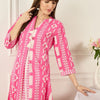Dhiyona IE Floral Printed Thread Work Pure Cotton Kurta With Palazzos
