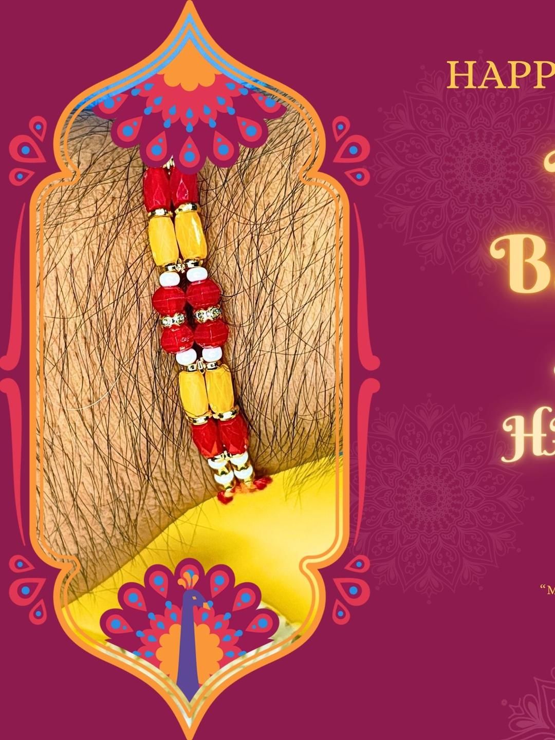 Anouk Set Of 6 Beaded Cotton Thread with AD Stones & Meenakari Designer Rakhi for Brother
