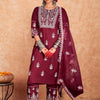 Dhiyona IE Women Ethnic Motifs Embroidered Regular Thread Work Kurta with Trousers & With Dupatta