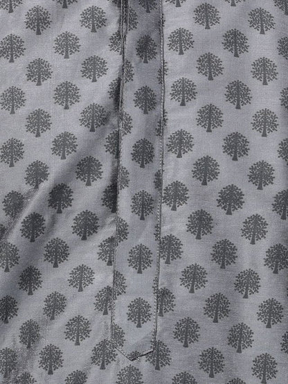 Men's Grey Cotton Blend Straight Kurta Pyjama Set