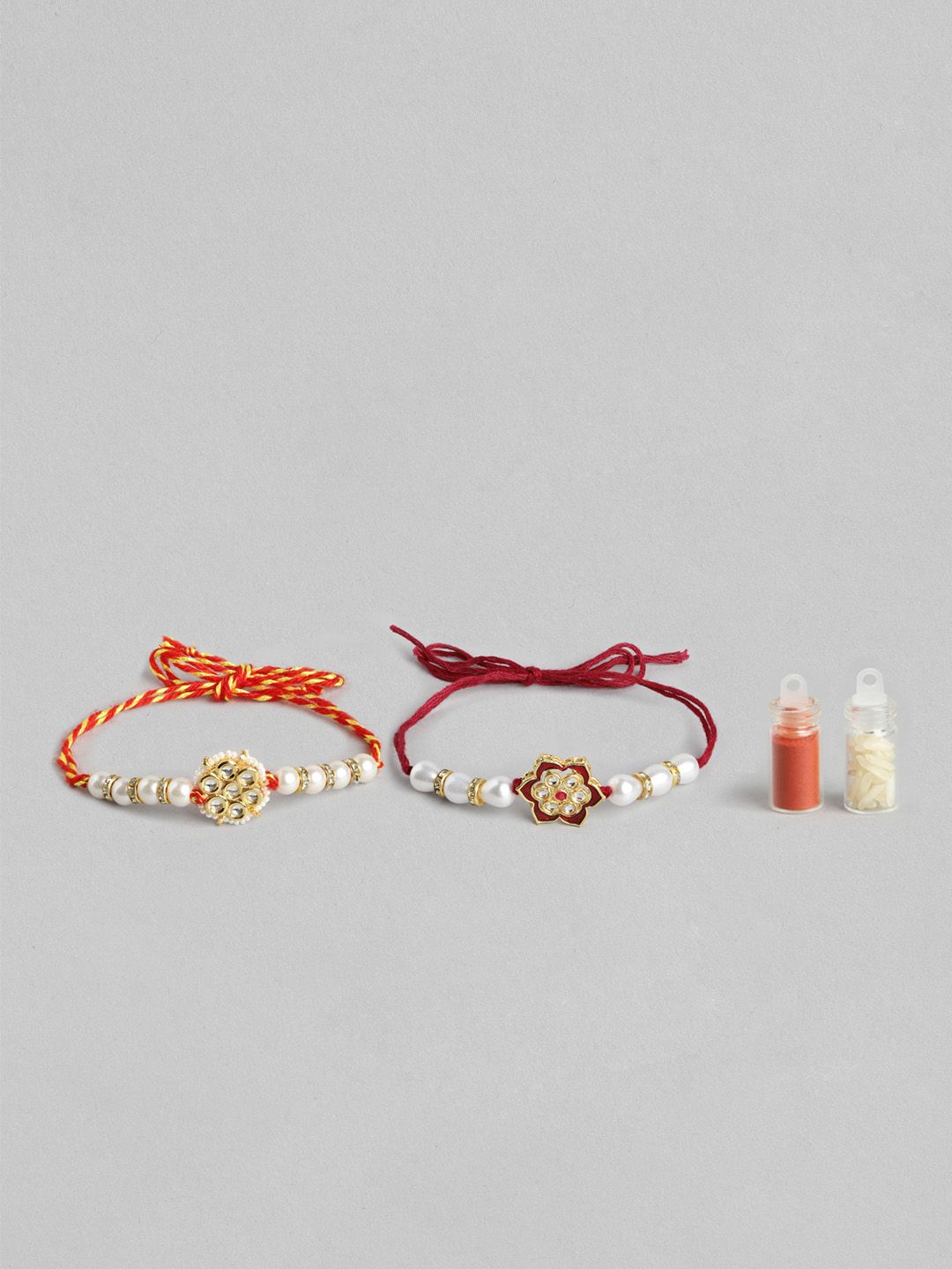 Anouk Unisex Set of 2 Beaded Bhai Bhabhi Rakhis With Roli & Chawal