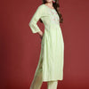 Dhiyona IE Women Floral Embroidered Panelled Thread Work Pure Cotton Kurta with Trousers & With Dupatta