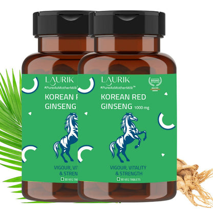 Laurik Koren Red Ginseng 1000Mg Tablets For Men | Natural Plant-Based Supplement For Energy & Stamina