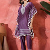 Dhiyona SN Women's Floral Embroidered Square Neck Mirror Work Kaftan Kurta With Trousers