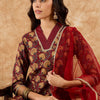 Indyancart IE Floral Printed Straight Thread Work Kurta with Palazzos & Dupatta