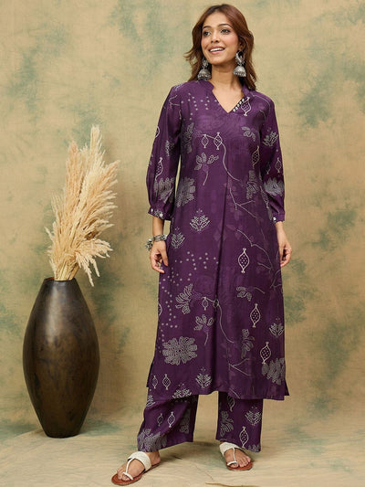 Indyancart VA Women's Bandhani Printed Kurta with Trousers
