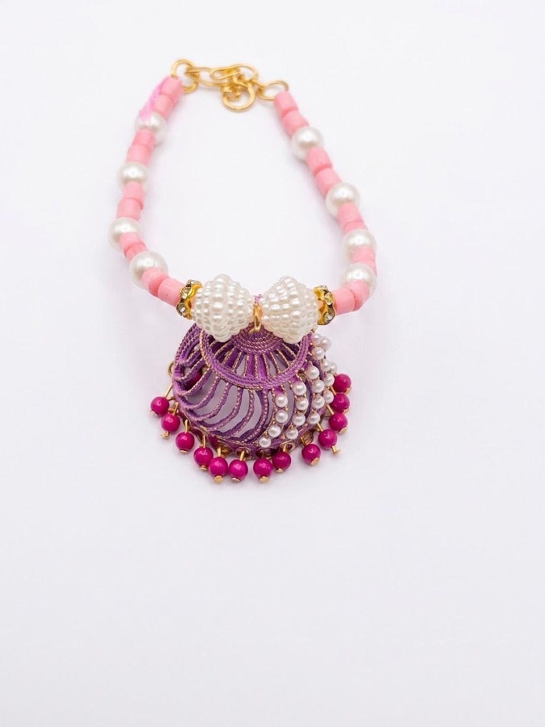 Anouk Set Of 2 Floral Perals Jhumka Design Bhaiya Bhabhi Rakhi With Roli Chawal Chandan