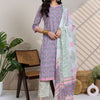 Dhiyona IE Women Floral Printed V-Neck Pure Cotton Kurta with Trousers & Dupatta