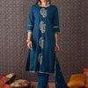 Dhiyona IE Paisley Printed Round Neck Thread Work Pure Cotton Kurta & Trousers With Dupatta