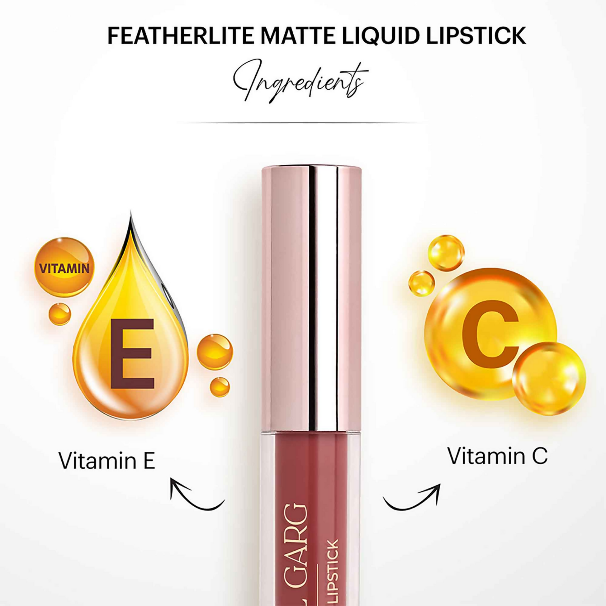 Parul Garg Beauty Featherlite Matte Liquid Lipstick in Passion 44, showing a sleek tube with the lipstick applicator and vibrant pink shade.