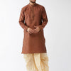 Men's Maroon Silk Blend Straight Kurta and Dhoti Set