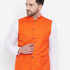 Men's Navy Blue Silk Blend Straight Jacket  Kurta and Pyjama Set