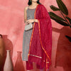 Dhiyona SN Women's Woven Design Straight Kurta With Trouser & Dupatta Set