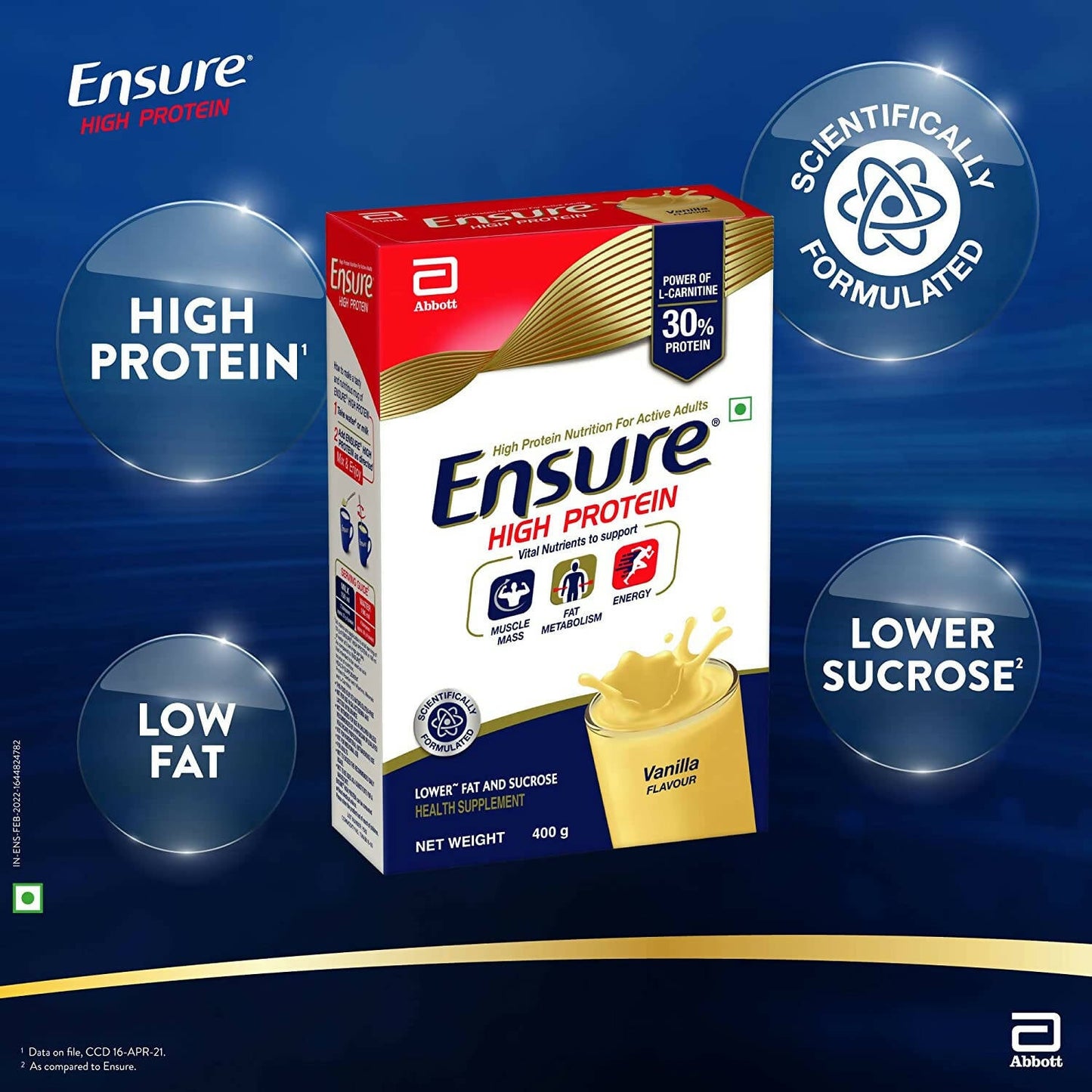 Ensure High Protein Drink for Physically Active Adults - Vanilla - Indyancart
