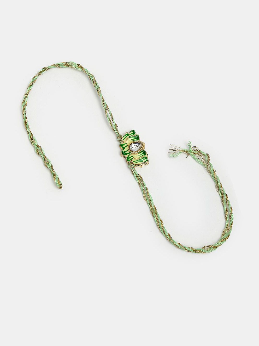 Anouk Kundan Studded And Beaded Lotus Shape Bhaiya Bhabhi Rakhis With Roli Chawal