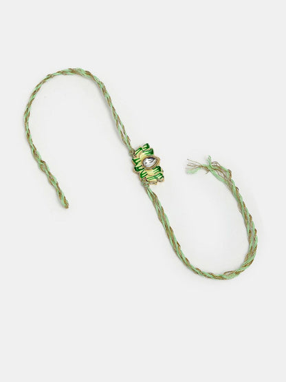 Anouk Kundan Studded And Beaded Lotus Shape Bhaiya Bhabhi Rakhis With Roli Chawal