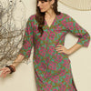 Dhiyona IE Women Printed V-Neck Cotton Top and Trousers Co-Ords