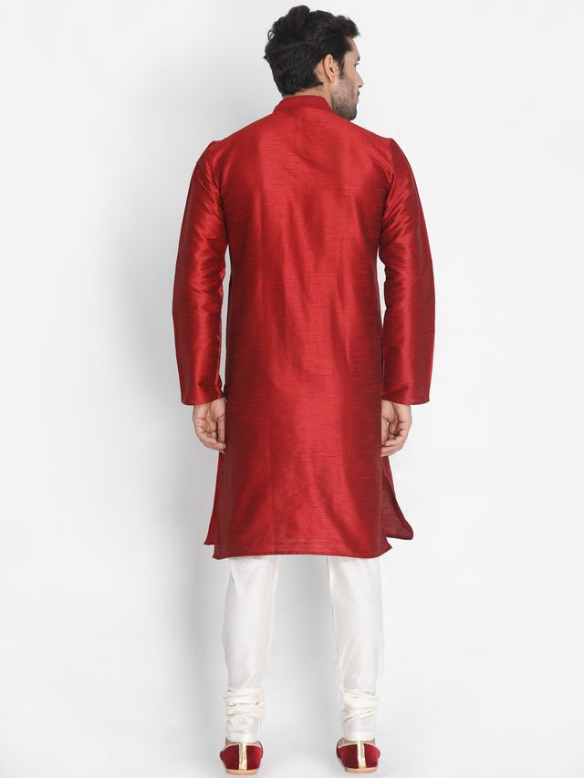 Men's Mustard Silk Blend Straight Kurta Pyjama Set