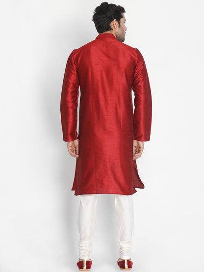 Men's Mustard Silk Blend Straight Kurta Pyjama Set