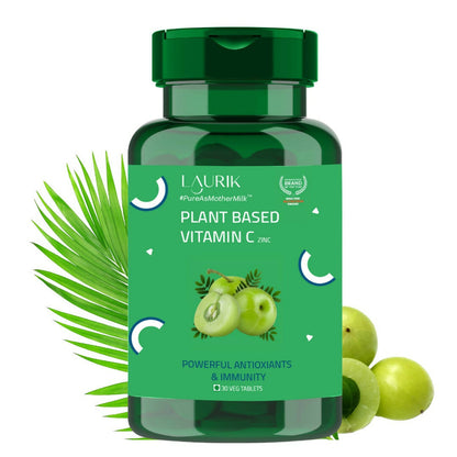 Laurik Plant Based Vitamin C With Zinc Supplements Tablets For Men & Women | Maintain Energy Levels & Boost Immunity