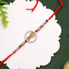 Dhiyona Red Stone Studded & Beaded Thread Rakhi With Roli Chawal & Greeting Card