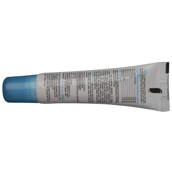 Chaptex SPF 15 lip balm in a small tube with a white cap, designed to moisturize and protect lips from sun damage