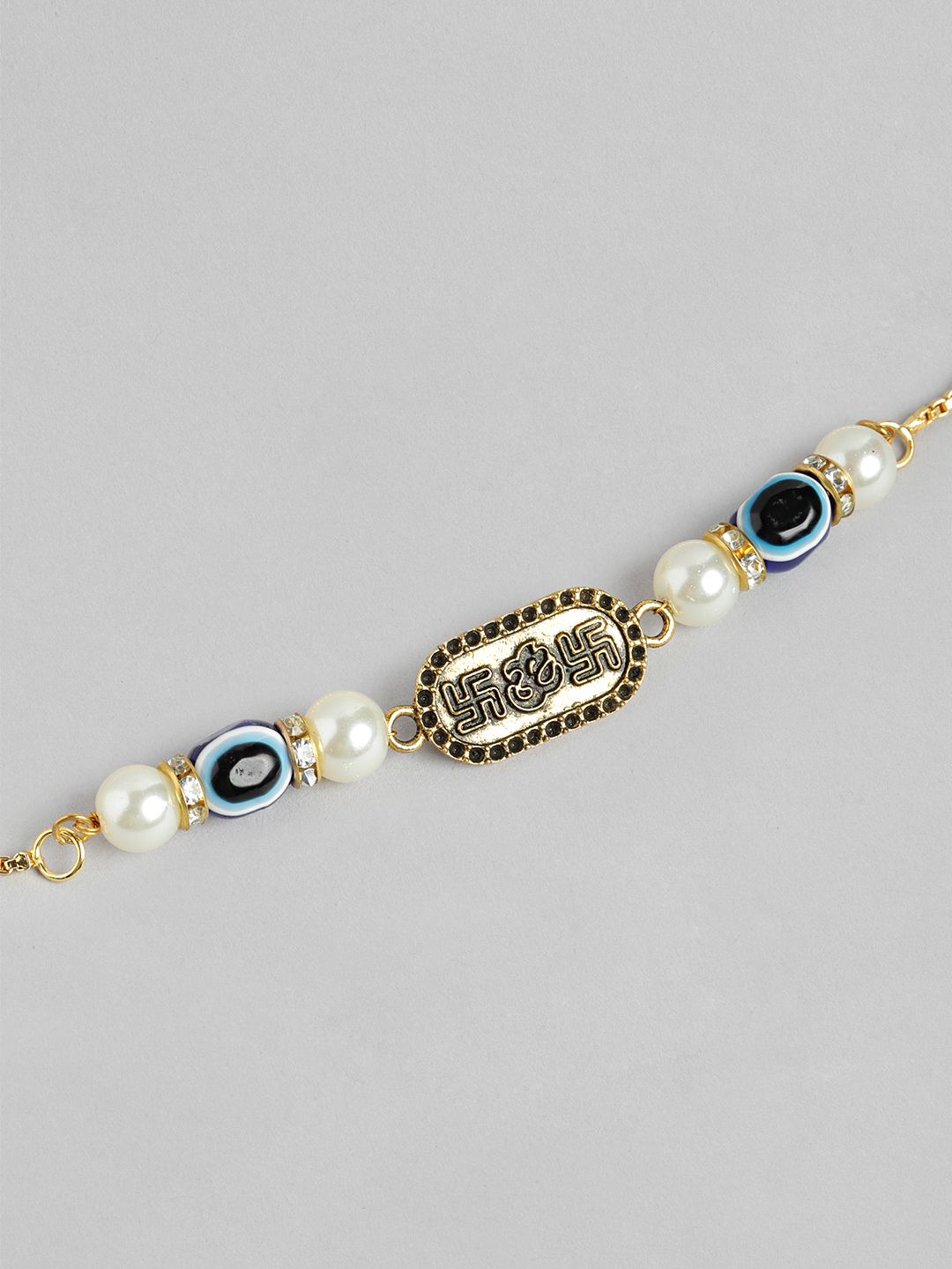 Anouk Unisex Set of 2 Beaded Bhai Bhabhi Rakhis With Roli & Chawal