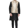 Men's Black Silk Blend Straight Jacket  Kurta and Pyjama Set