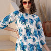 Indyancart IE Women Floral Printed Beads and Stones Kurta with Trousers