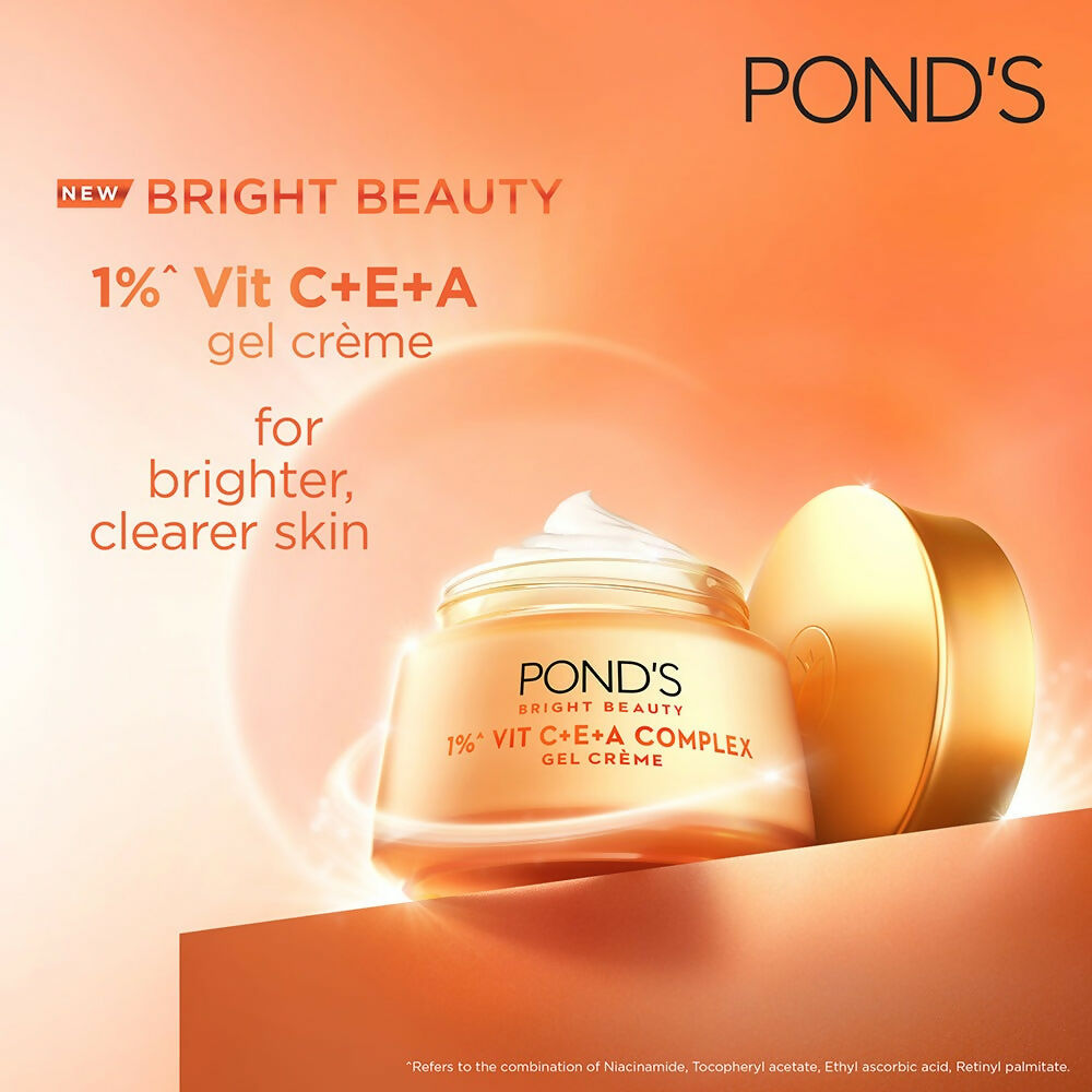 Ponds Bright Beauty 1% Vit C+E+A gel crème for face, moisturizing skincare with brightening vitamin ingredients.