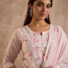Dhiyona IE Women Floral Embroidered Thread Work Pure Cotton Kurta with Trousers & Dupatta