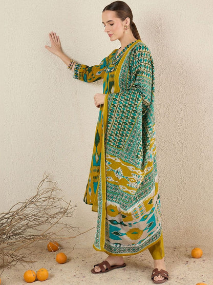 Women Ethnic Motifs Printed Regular Pure Cotton Kurta with Salwar & With Dupatta