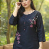 Dhiyona IE Floral Embroidered Thread Work Kurta With Trousers
