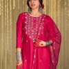 Indyancart IE Women Ethnic Motifs Embroidered Regular Thread Work Kurta with Trousers & With Dupatta