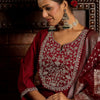 Indyancart IE Ethnic Motifs Zari Embroidered Liva Kurta with Trouser & Dupatta