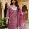 Dhiyona IE Floral Embroidered Thread Work Straight Kurta With Trousers & Dupatta