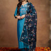 Dhiyona IE Women Floral Embroidered Regular Thread Work Kurta with Trousers & With Dupatta